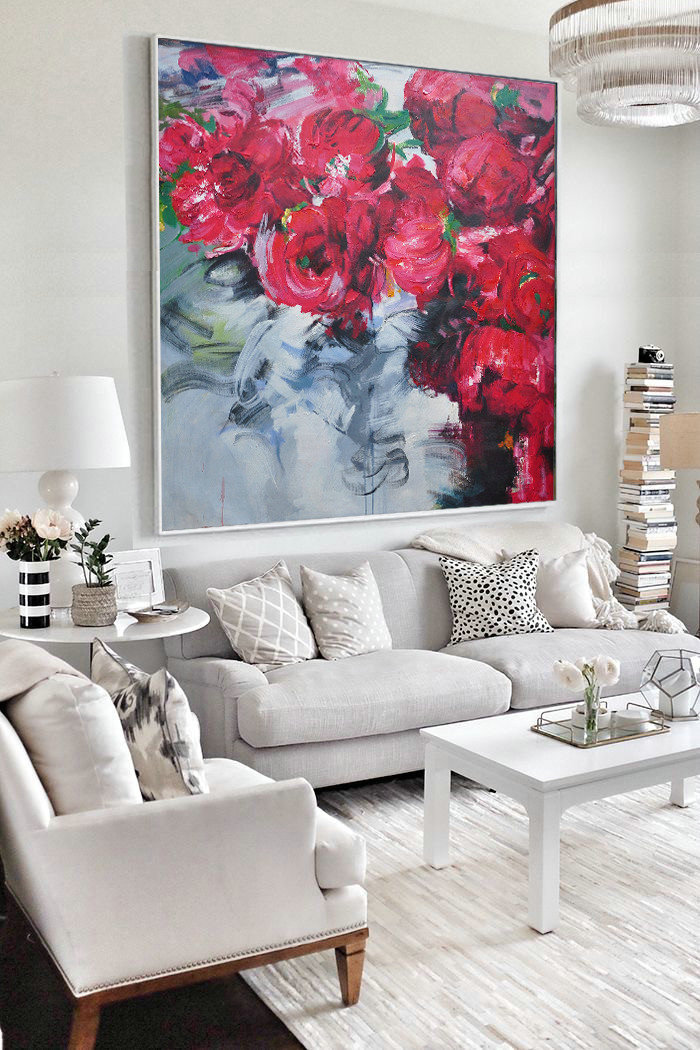 Abstract Flower Oil Painting Large Size Modern Wall Art #ABS0A26 - Click Image to Close